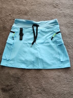 Blue Athletic Skort with Drawstring and Pockets